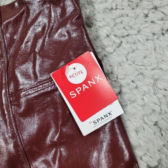 Spanx Faux Patent Leather Leggings Women’s Size Small Petite Ruby Red 20301Q - Picture 4 of 10